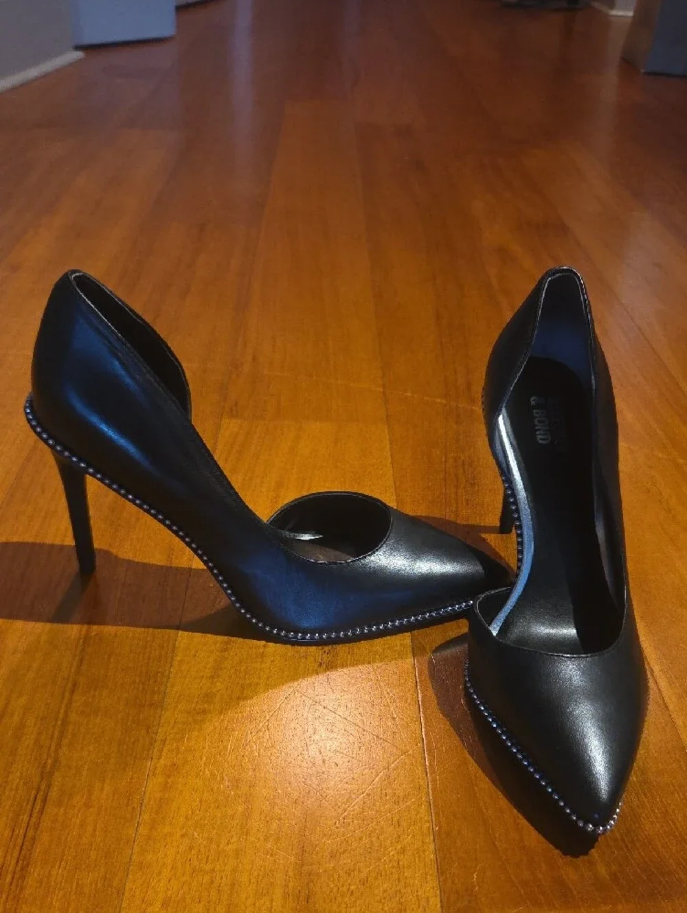 Bleecker & Bond Black Pointed D'Orsay Heels